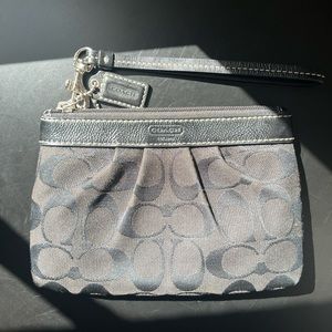 Black Monogram Coach Wristlet w/ orange interior